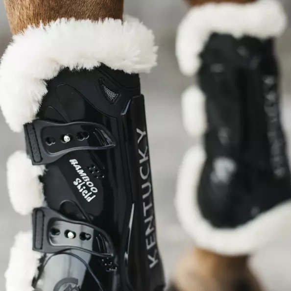 Kentucky Bamboo Vegan Sheepskin Tendon Boots Elastic na przednie nogi - czarne