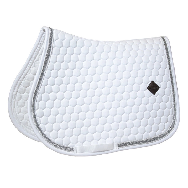 Kentucky czaprak Glitter Band - biały ze srebrną lamówką