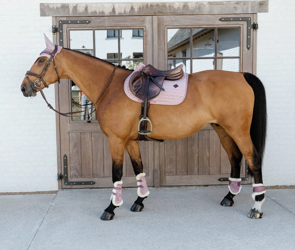 Kentucky Ochraniacze Vegan Sheepskin Young Horse Fetlock Velvet na zadnie nogi - różowe
