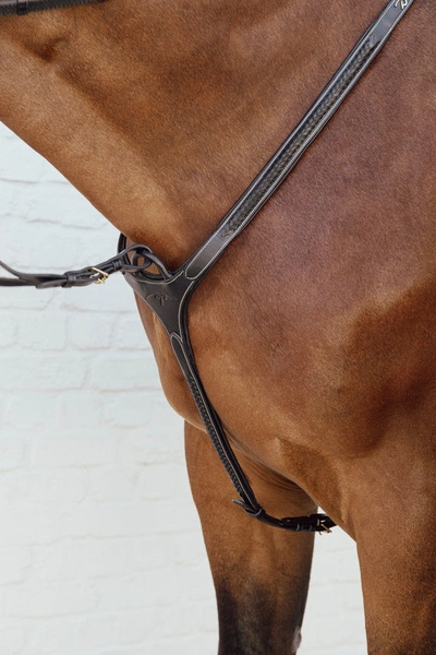 Skórzano-elastyczny napierśnik z plecionką Dy'on Bridge Breastplate D Collection - czarny