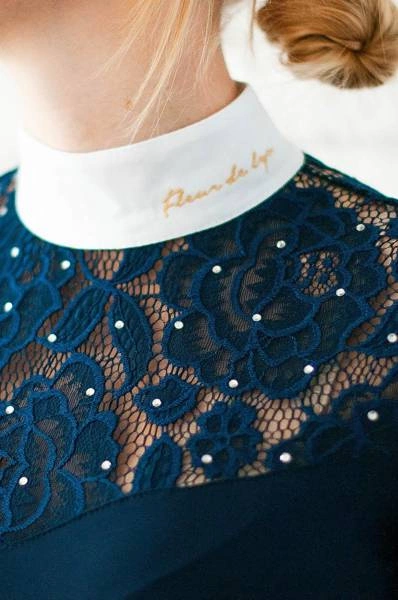 Koszula konkursowa Fleur de Lys Equestrian Cristall - granatowa