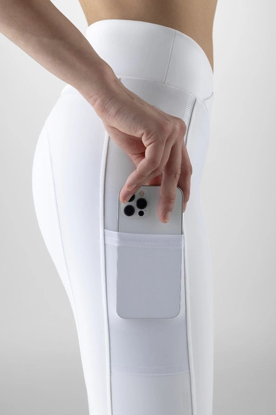 Legginsy z wysokim stanem z pełnym lejem Equiline Gesrifh - białe