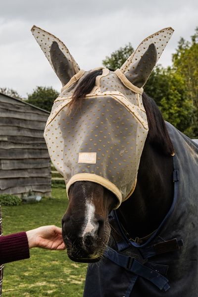  Kentucky Fly Mask Heart - maska na owady - beżowa