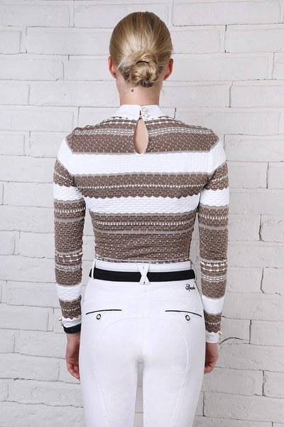 Koszula konkursowa Fleur de Lys Equestrian Chamomile - kawowa