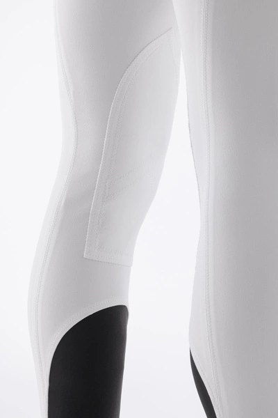 Męskie bryczesy Equiline Grafton z materiałowym lejem kolanowym - białe