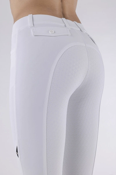 Damskie bryczesy Equiline Ceriek z pełnym lejem X-Grip - białe