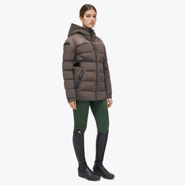 Płaszcz z paskiem Long Hooded Nylon Puffer Cavalleria Toscana - ciemnobeżowy