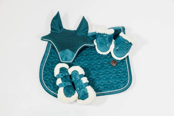 Kentucky Ochraniacze Vegan Sheepskin Young Horse Fetlock Velvet na zadnie nogi - szmaragdowe