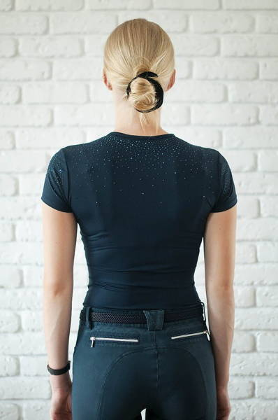 Koszulka Fleur de Lys Equestrian Rose Short - granatowa