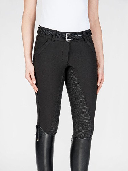 Bryczesy Equiline modelujące sylwetkę X-Shape z pełnym lejem X-Grip - czarne