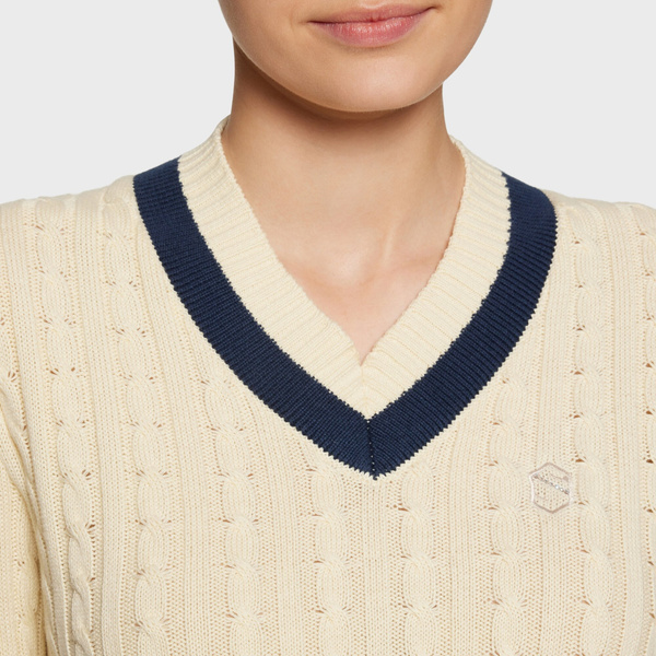 Sweter Samshield Lisa Collored - cytrynowa z granatowym paskiem