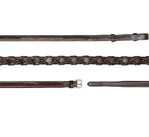 Plecione skórzane wodze 1/2'' Dy'on US Hunter - brązowe