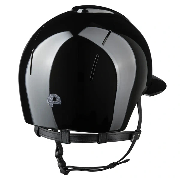Kask KEP Smart NOVA POLO Polish Star Silver - czarny z czarnymi paskami