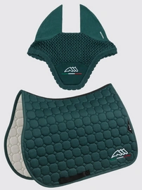 Komplet czaprak + nauszniki Equiline EQflaggy - ciemna zieleń