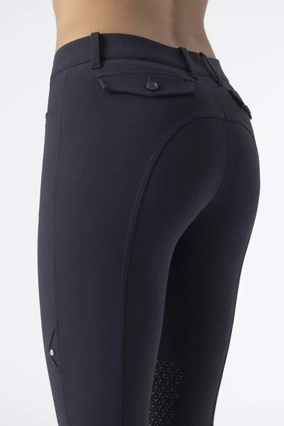 Damskie bryczesy Equiline Atirk z kolanowym lejem X-Grip - granatowe