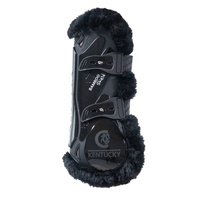 Kentucky Bamboo Vegan Sheepskin Tendon Boots Elastic na przednie nogi - czarne z czarnym futerkiem