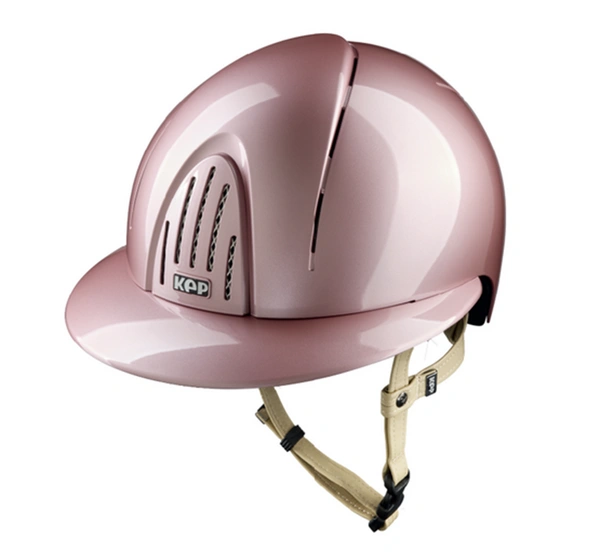 Kask KEP Smart POLO Polish Nova Pink - pudrowy róż z brązowymi paskami