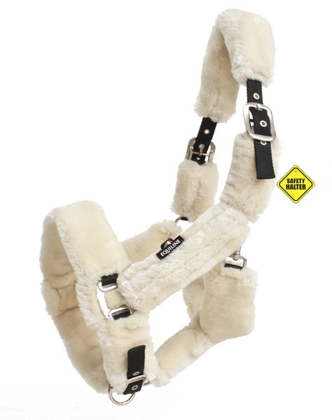 Bezpieczny kantar z futrem Equiline Terris - naturalny