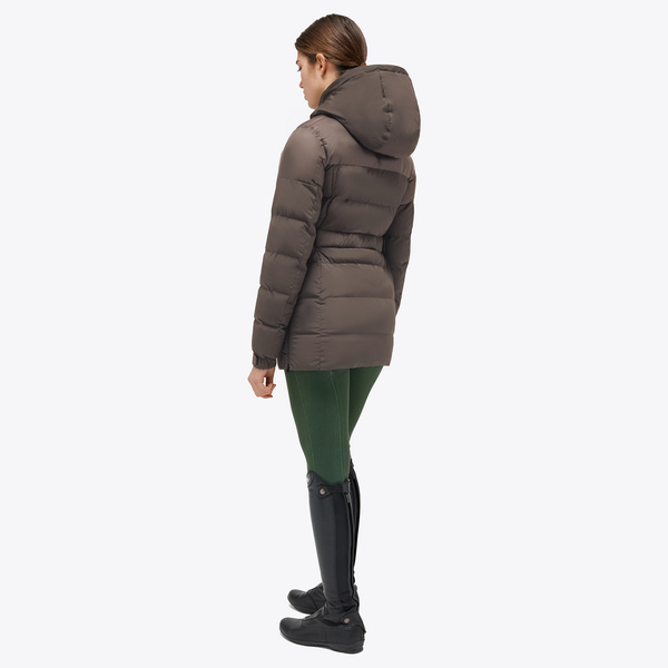 Płaszcz z paskiem Long Hooded Nylon Puffer Cavalleria Toscana - ciemnobeżowy