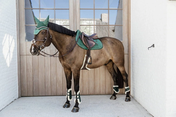 Kentucky Ochraniacze Vegan Sheepskin Young Horse Fetlock Velvet na zadnie nogi - ciemna zieleń