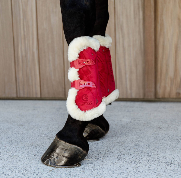Kentucky Ochraniacze Bamboo Vegan Sheepskin Tendon Boots Elastic Velvet na przednie nogi - czerwone