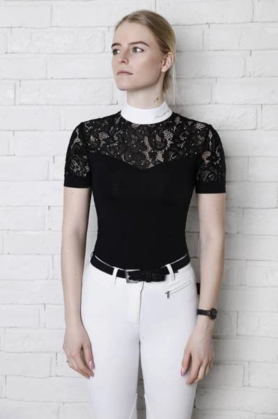 Koszula konkursowa Fleur de Lys Equestrian Cristall Short - czarna