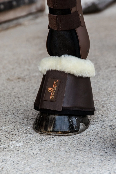Kentucky skórzane kalosze z futrem - brązowe z naturalnym futrem
