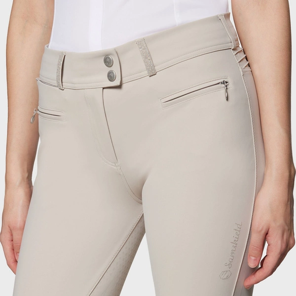 Damskie bryczesy Samshield Chloe Crystal z pełnym lejem - beżowe