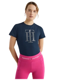 T-shirt Tommy Hilfiger Strass - granatowy