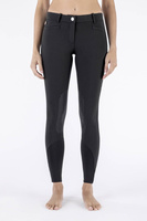Damskie bryczesy Equiline Ash z kolanowym lejem X-Grip - czarne