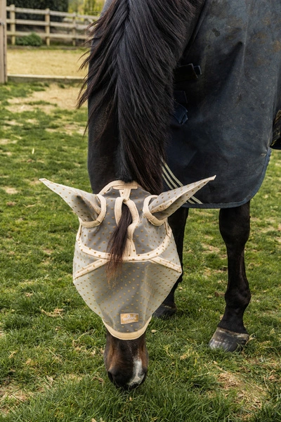 Kentucky Fly Mask Heart - maska na owady - beżowa