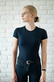 Koszulka Fleur de Lys Equestrian Rose Short - granatowa