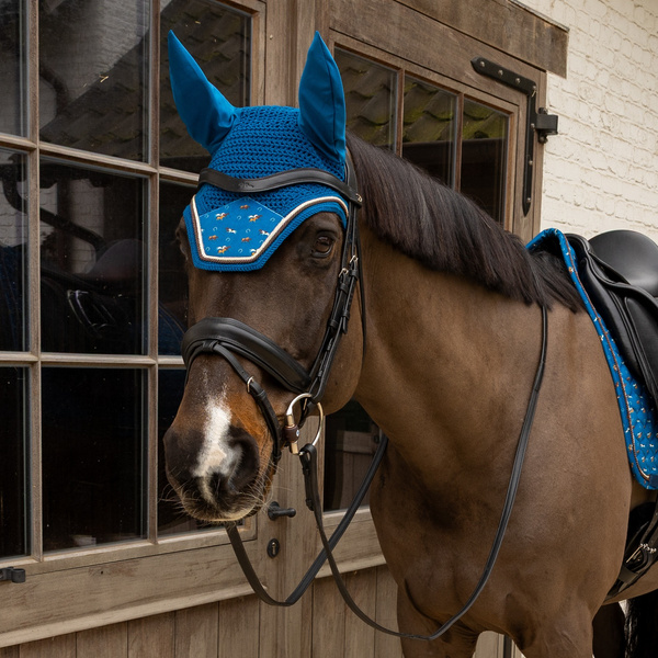 Nauszniki Kentucky Wellington Velvet Horse Printing- granatowe