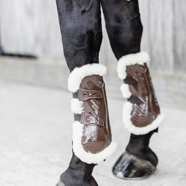  Kentucky Bamboo Vegan Sheepskin Tendon Boots Elastic na przednie nogi - brązowe 