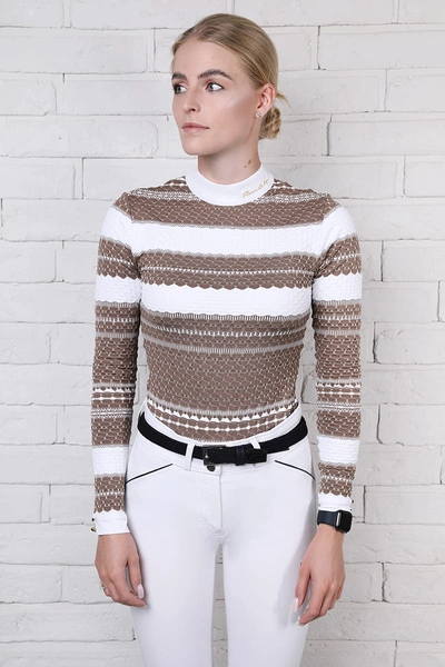 Koszula konkursowa Fleur de Lys Equestrian Chamomile - kawowa