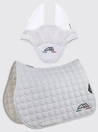 Komplet czaprak + nauszniki Equiline EQflaggy - biały