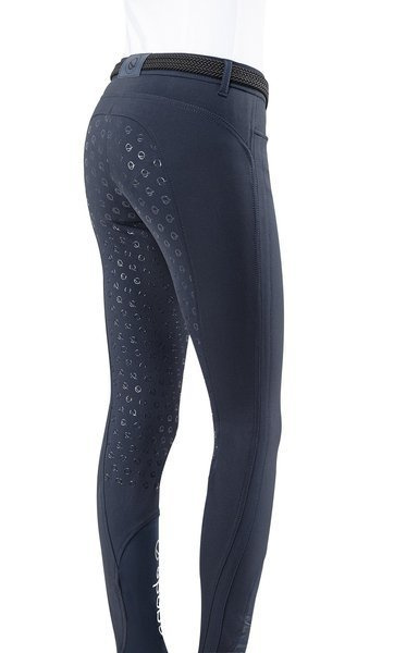 Damskie bryczesy Eqode by Equiline Davina z pełnym lejem Q-Grip - granatowe