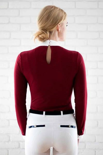 Koszula konkursowa Fleur de Lys Equestrian Ruby - bordowa
