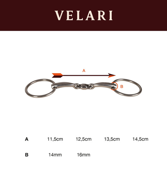 Velari wędzidło Snaffle Loose Ring Double Jointed Sweet Copper 16 mm