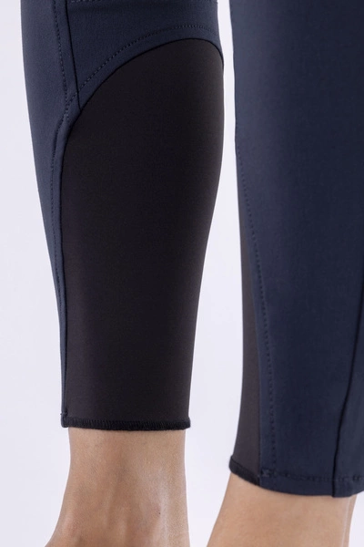 Bryczesy z wysokim stanem Equiline Arlette z pełnym lejem X-Grip - granatowe