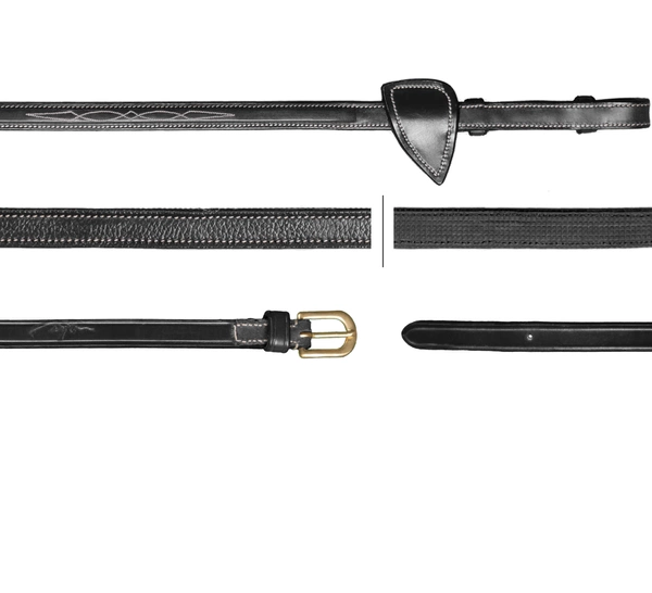 Skórzano-gumowe wodze 1/2" Hunter Dy'on D Collection - czarne