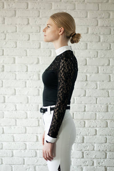 Koszula konkursowa Fleur de Lys Equestrian Flash - czarna