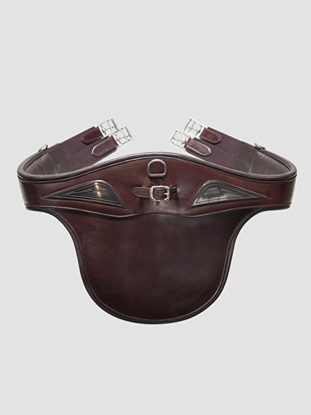 Anatomiczny popręg z fartuchem BJ110 Equiline - brązowy