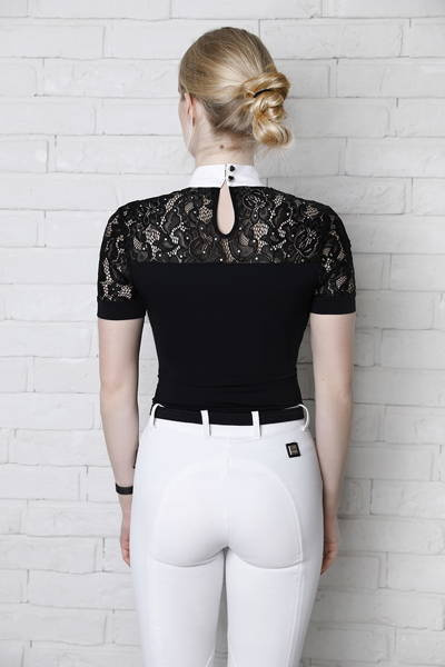 Koszula konkursowa Fleur de Lys Equestrian Cristall Short - czarna