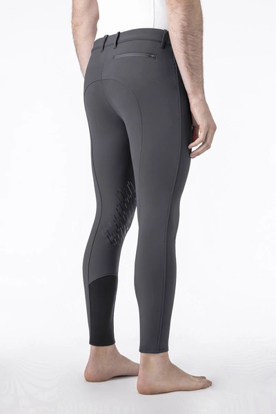 Męskie bryczesy Equiline Bartek z lejem kolanowym BX-TECH - szare