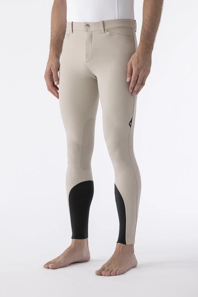 Męskie bryczesy Equiline Willow lej kolanowy X-Grip - beżowe