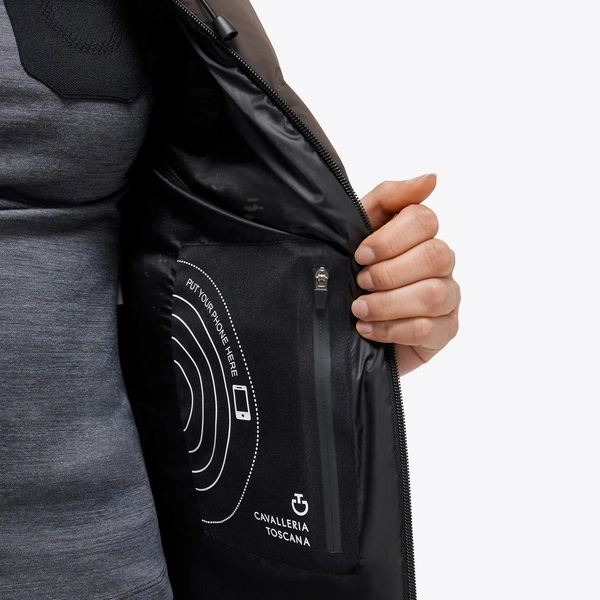 Płaszcz z paskiem Long Hooded Nylon Puffer Cavalleria Toscana - czarny