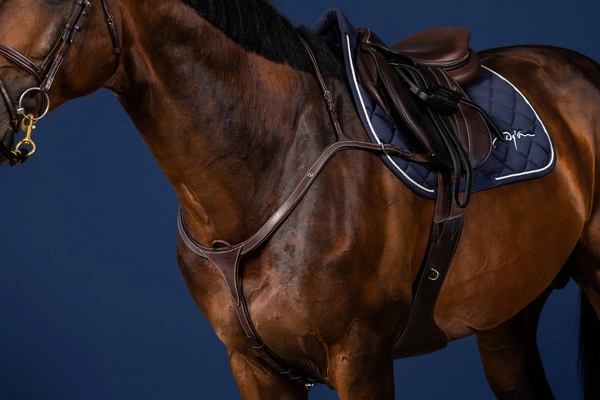 Skórzany napierśnik Dy'on Long Bridge Breastplate US Jumping - brązowy