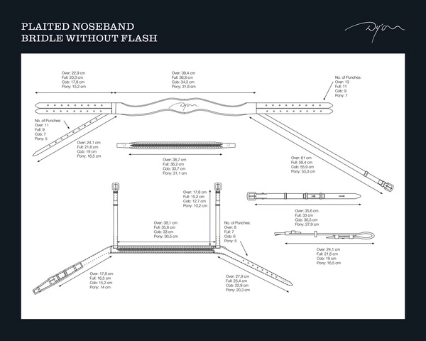 Ogłowie Dy'on New English Plaited bez skośnika - czarne