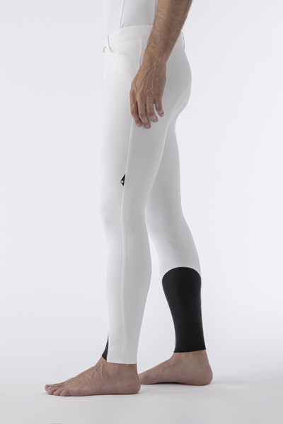 Męskie bryczesy Equiline Willow lej kolanowy X-Grip - białe